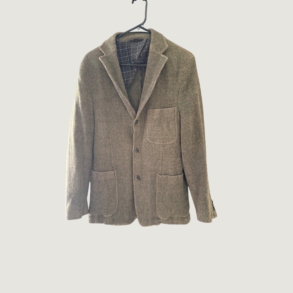 Kroon Vintage Mens Wool Green Corduroy 3-Button Sport Coat Blazer 40R